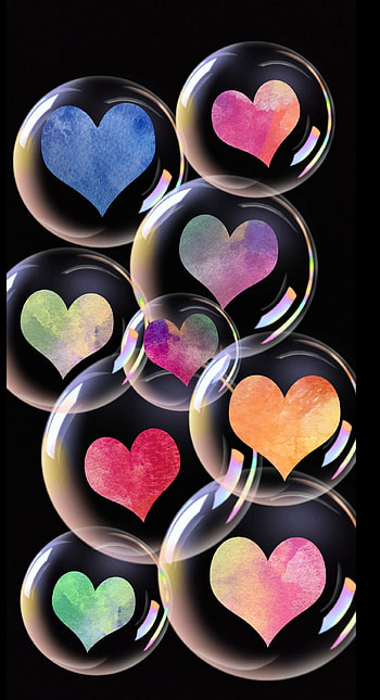 Bubble Hearts, red HD phone wallpaper