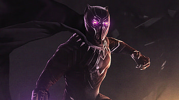 Black Panther Purple Eyes, black-panther, superheroes, artwork, artstation HD wallpaper