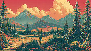 Artistic Mountain Escape: A Vibrant Landscape Dreamscape, artistic, landscape HD wallpaper