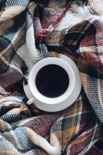Food, Coffee, Cup, Coziness, Comfort, Plaid HD phone wallpaper