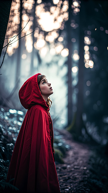 Enchanted Red Riding Hood: A Whimsical , forest, girl HD phone wallpaper
