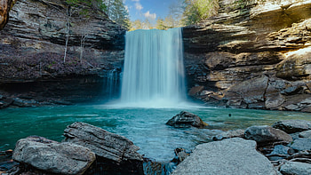 Greeter Falls, Tennessee, water, cascade, rocks, usa, pond HD wallpaper