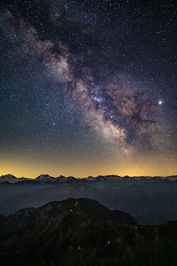 Nature, Universe, Mountains, Rocks, Starry Sky HD phone wallpaper