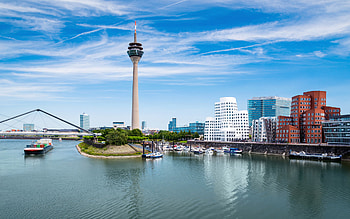 Dusseldorf skyline, Dusseldorf , Modern cityscape, Classic architecture HD wallpaper