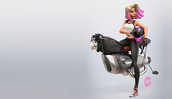 Short Hair Girl On Vehicle Artwork, artwork, art, artist, digital-art HD wallpaper