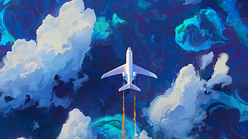 Flying Plane In Clouds Artwork, artwork, artist, digital-art, planes, clouds HD wallpaper