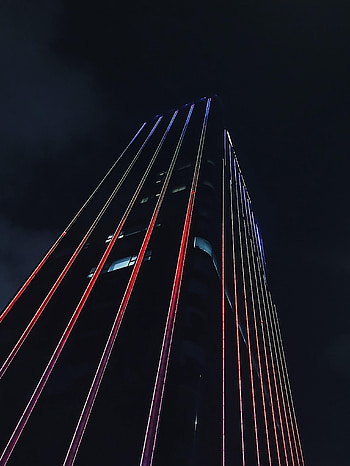 Architecture, Building, Dark, Neon, Facade HD phone wallpaper