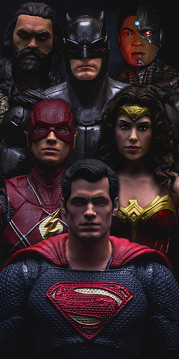 The Justice League, Snyder Cut, Superman, Toy graphy, Cyborg, Wonder Woman, Batman, Aquaman, McFarlane Toys, The Flash, Justice League HD phone wallpaper