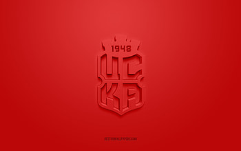 FC CSKA 1948 Sofia, creative 3D logo, red background, Bulgarian First League, 3d emblem, Bulgarian football team, Bulgaria, 3d art, Parva liga, football, FC CSKA 1948 Sofia 3d logo HD wallpaper
