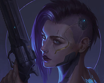 Cyber girl, daodao mao, fantasy, art, cyber, face, girl, luminos, dark HD wallpaper