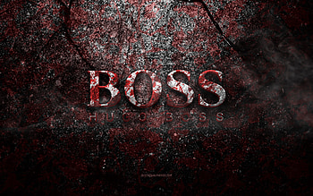Hugo Boss logo, grunge art, Hugo Boss stone logo, red stone texture, Hugo Boss, grunge stone texture, Hugo Boss emblem, Hugo Boss 3d logo HD wallpaper