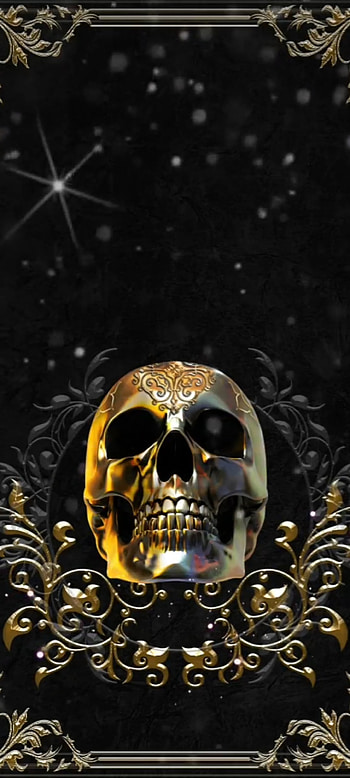 Golden Skull, jaw, skeleton, premium, luxury HD phone wallpaper