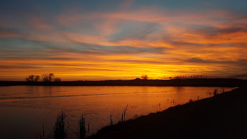 Sunset, Twilight, Lake, Shore, Bank, Dark, Dusk HD wallpaper