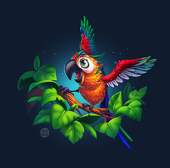 Parrot, colorful, fantasy, bird, dragonfly art, exotic, pasari, dragonflyart, papagal HD wallpaper