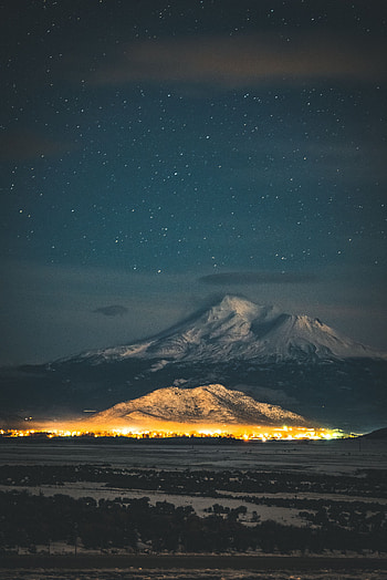 Nature, Night, Mountain, Starry Sky, Snow Covered, Snowbound HD phone wallpaper