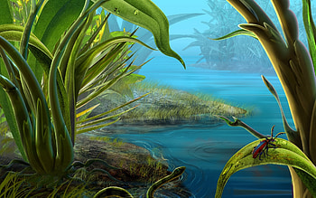 Plants, Landscape, Water, Insects, Art HD wallpaper