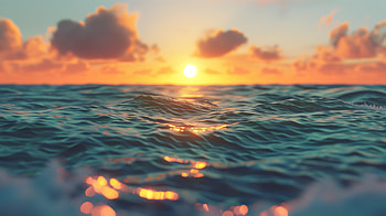 Ocean Sunset, ocean, water, cloud HD wallpaper
