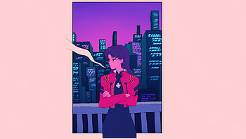 Katsuragi Misato Neon Genesis Evangelion, neon-genesis-evangelion, anime-girl, anime, minimalism, minimalist, smoking HD wallpaper