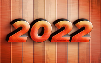 2022 orange 3D digits, , Happy New Year 2022, wooden backgrounds, 2022 concepts, 3D art, 2022 new year, 2022 on wooden background, 2022 year digits HD wallpaper
