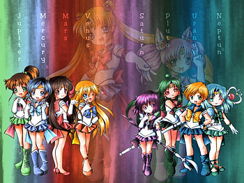 Sailor Scouts, cute, colors, women, moon HD wallpaper