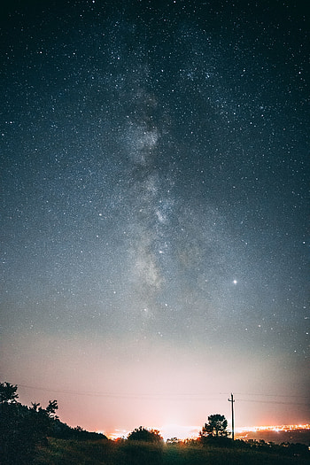 Landscape, Night, Dark, Starry Sky, Glow HD phone wallpaper