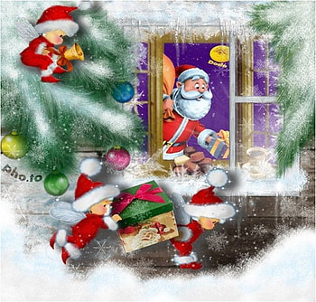 Xmas, window, fantasy, christmas, noel, santa HD wallpaper