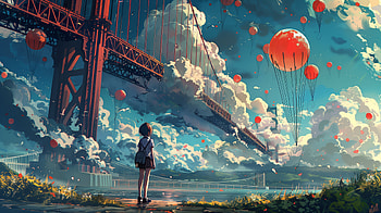 Bridge, bridge, girl, AI Art HD wallpaper