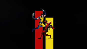 Deadpool And Wolverine Fight Minimalism, deadpool-and-wolverine, deadpool-3, wolverine, deadpool, dark, superheroes, artwork, digital-art, minimalism HD wallpaper