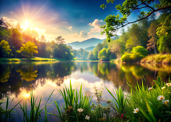 Serene Sunrise Over a Peaceful Lake, nature, serene landscape, landscape, sunrise HD wallpaper
