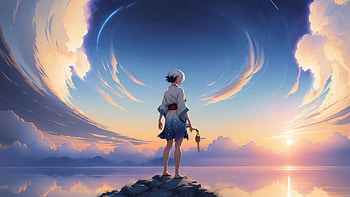 Cloudscape Anime Girl, artist, artwork, digital-art, deviantart HD wallpaper