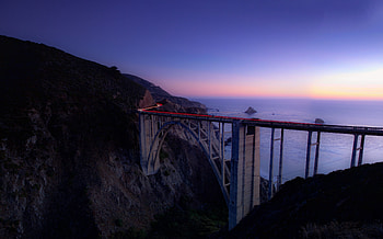 Nature, Sky, Sea, Night, Break, Precipice, Bridge, Backlight, Illumination, Long-Term Exposure HD wallpaper
