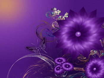 PRETTY IN PURPLE, PRETTY, FLOWERS, BUTTERFLY, PURPLE HD wallpaper