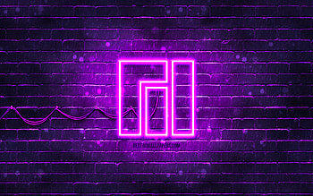 Manjaro violet logo, violet brickwall, , Manjaro new logo, Linux, Manjaro neon logo, Manjaro logo, Manjaro HD wallpaper