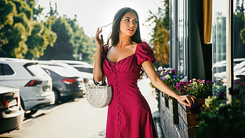 Beautiful Girl Red Dress And Handbag, girls, red-dress, model HD wallpaper