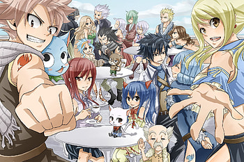 Fairy Tail, Anime, Cana Alberona, Charles (Fairy Tail), Elfman Strauss, Erza Scarlet, Evergreen (Fairy Tail), d Justine, Gajeel Redfox, Gray Fullbuster, Happy (Fairy Tail), Juvia Lockser, Laxus Dreyar, Levy Mcgarden, Lisanna Strauss, Lucy Heartfilia, Makarov Dreyar, Mirajane Strauss, Natsu Dragneel, Panther Lily (Fairy Tail), Wendy Marvell HD wallpaper
