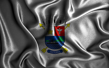 Vitoria flag, , silk wavy flags, brazilian cities, Day of Vitoria, Flag of Vitoria, fabric flags, 3D art, Vitoria, cities of Brazil, Vitoria 3D flag HD wallpaper