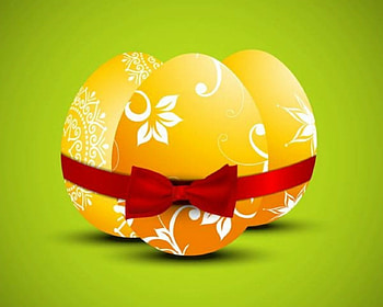 Easter eggs, easter, 3d, eggs, ribbon HD wallpaper