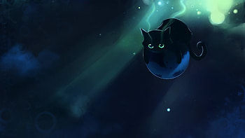 1708--apofiss-solo-lying-highres-black+hair- Â· Painting Cat pace ... HD wallpaper