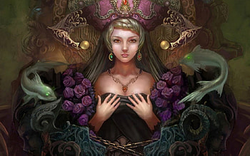Yuxuan Li, rose, orginal, fantasy, art, girl, long hair, queen HD wallpaper