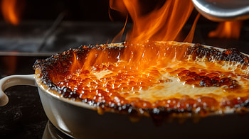 Flaming Crème Brûlée, food, crème brûlée HD wallpaper