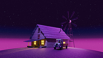 Future Breeze Windmill In Neon Lights, windmill, synthwave, vaporwave, artist, artwork, digital-art, nature HD wallpaper
