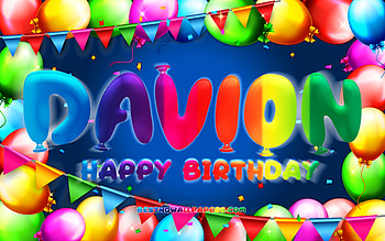 Happy Birtay Davion, , colorful balloon frame, Davion name, blue background, Davion Happy Birtay, Davion Birtay, popular american male names, Birtay concept, Davion HD wallpaper