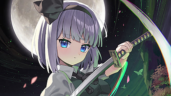 Blue Eyes Youmu Konpaku With Sword Touhou HD wallpaper