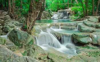 Waterfall, Tropical, Rocks, Forest, River HD wallpaper
