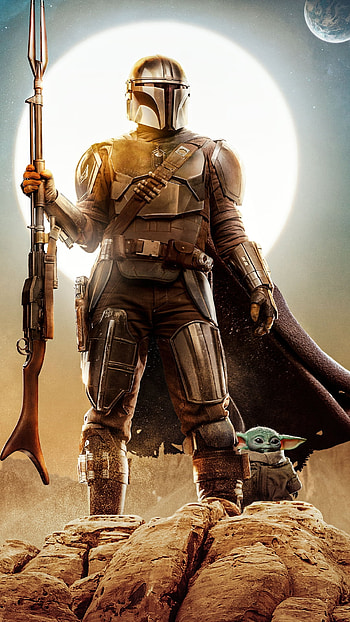 The Mandalorian, baby yoda, warrior, series HD phone wallpaper