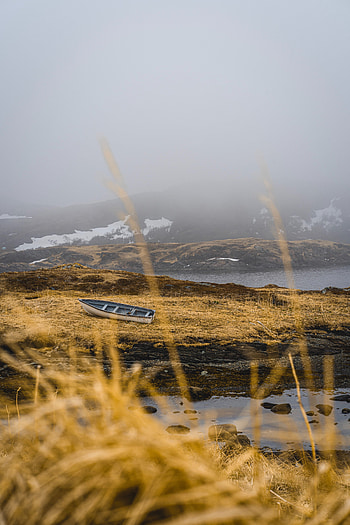 Nature, Lake, Shore, Bank, Fog, Hills, Boat HD phone wallpaper