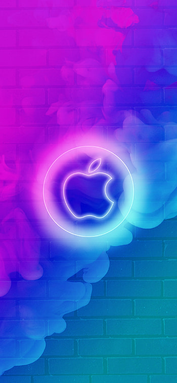 Apple Neon, electric blue, art, Blue, , Magenta, logo, AppleTheme, Smoke, frulo HD phone wallpaper