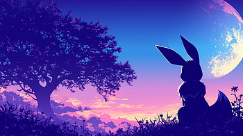 Eevee Silhouette Pokémon, Pokemon, Eevee (Pokémon), Anime, silhouette, moonlight HD wallpaper