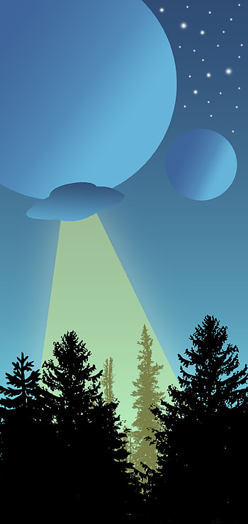 UFO, Trees, Artwork, aliens, , Amoled, Samsung, , , alien HD phone wallpaper
