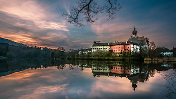 Monastery Hoglworth, architecture, reflection, Hoglworth, Monastery HD wallpaper